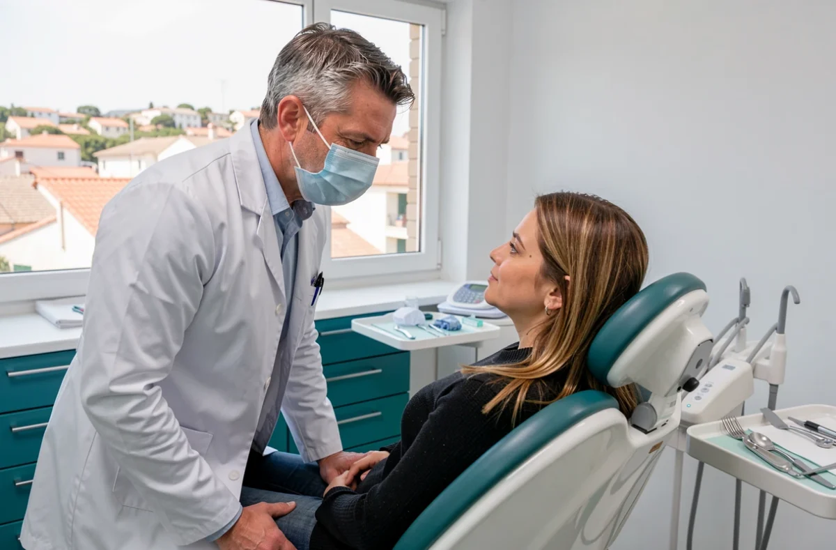Dentiste et patiente dans un cabinet du Centre de Santé Dentaire Mutualiste de Toulon