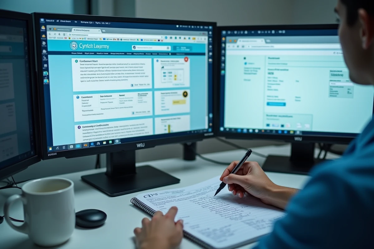 Comparaison entre portail interne et extranet CHU affich&eacute;s sur &eacute;cran de bureau d'h&ocirc;pital