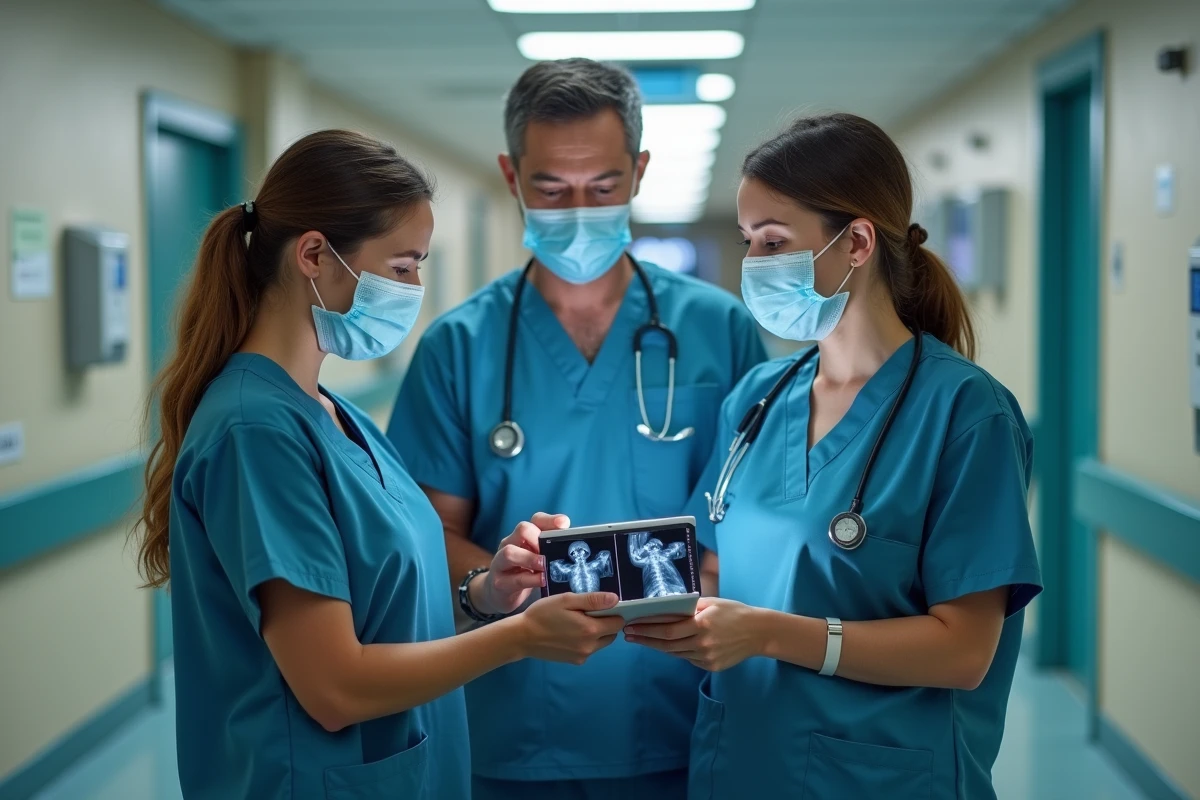 Équipe médicale en concertation face aux symptômes déroutants du nouveau variant Covid 2026