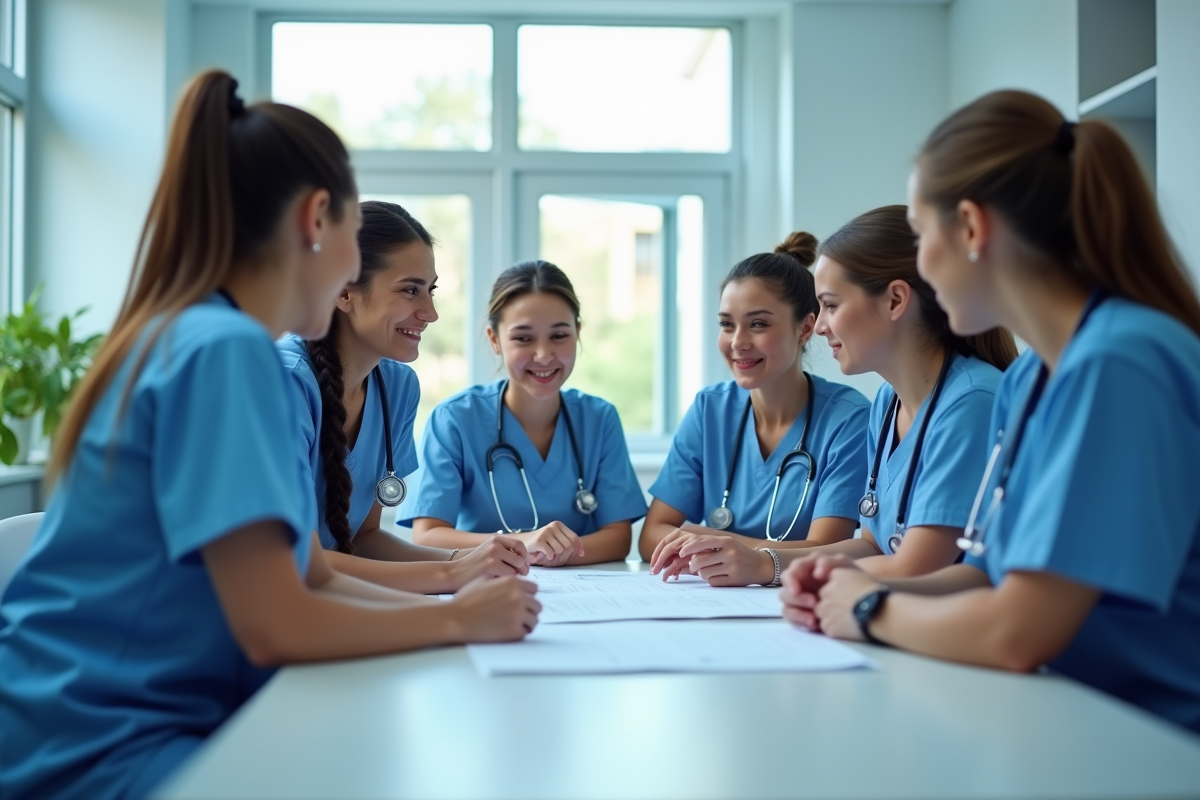 Infirmieres diverses collaborant autour d