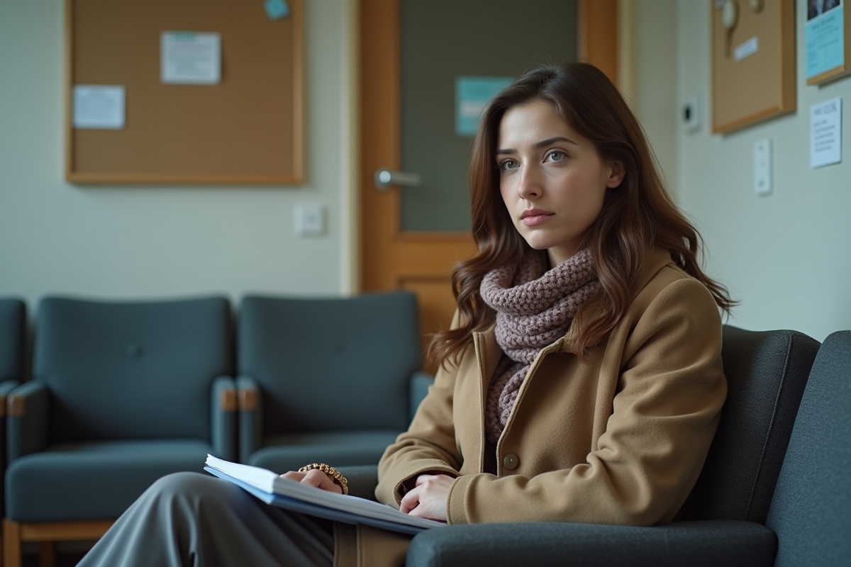 Jeune femme patient dans la salle d