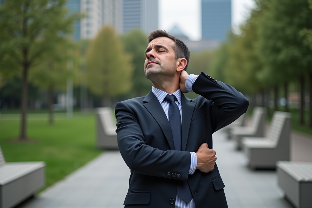 Homme d affaires dans un parc urbain en pleine réflexion
