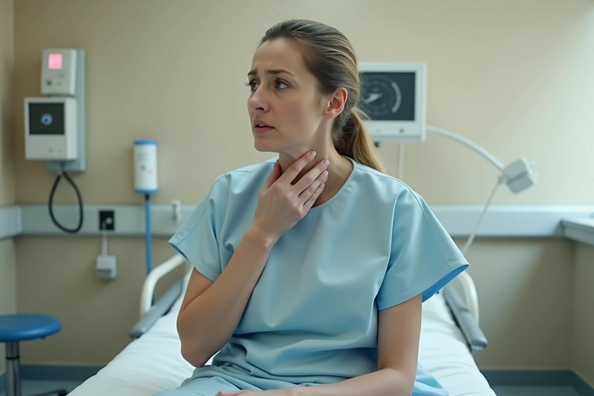 Patiente présentant des symptômes inhabituels du variant Covid 2026 lors d'une consultation médicale