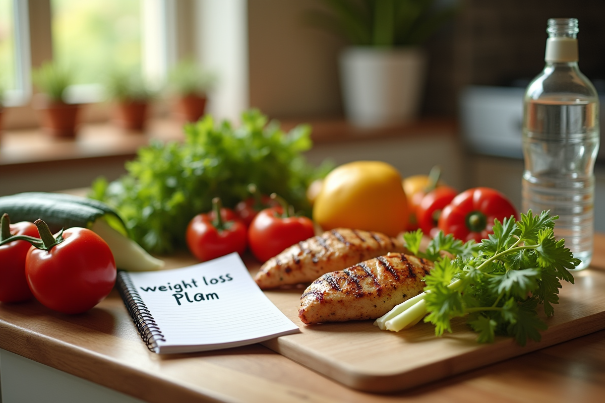 Repas sain avec légumes et plan de perte de poids